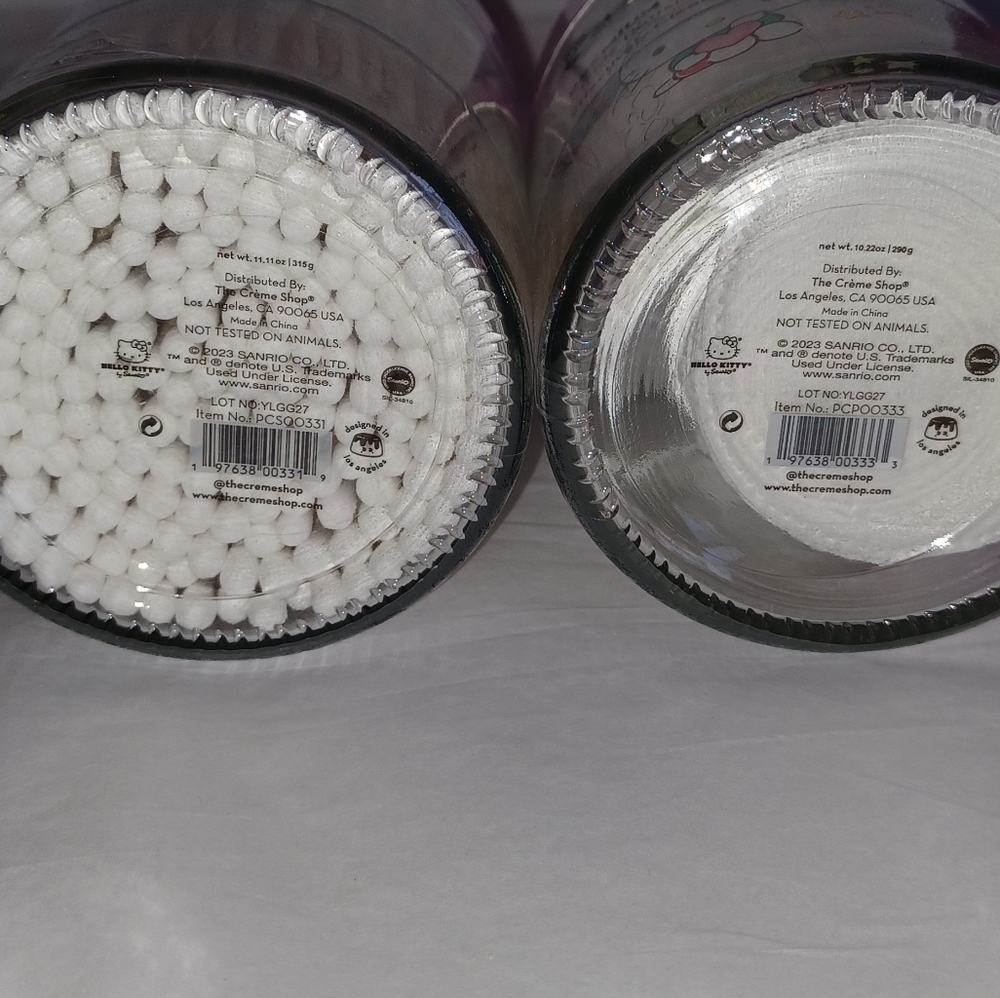 Last Set! Hello Kitty Glass Jar Vanity Set w/Cotton Swabs & Pads, Gold - Picture 5 of 6